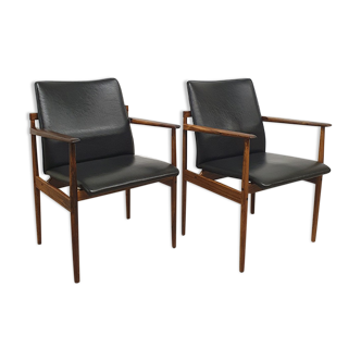 Set rosewood thereca chair's with skai leather, 1960s