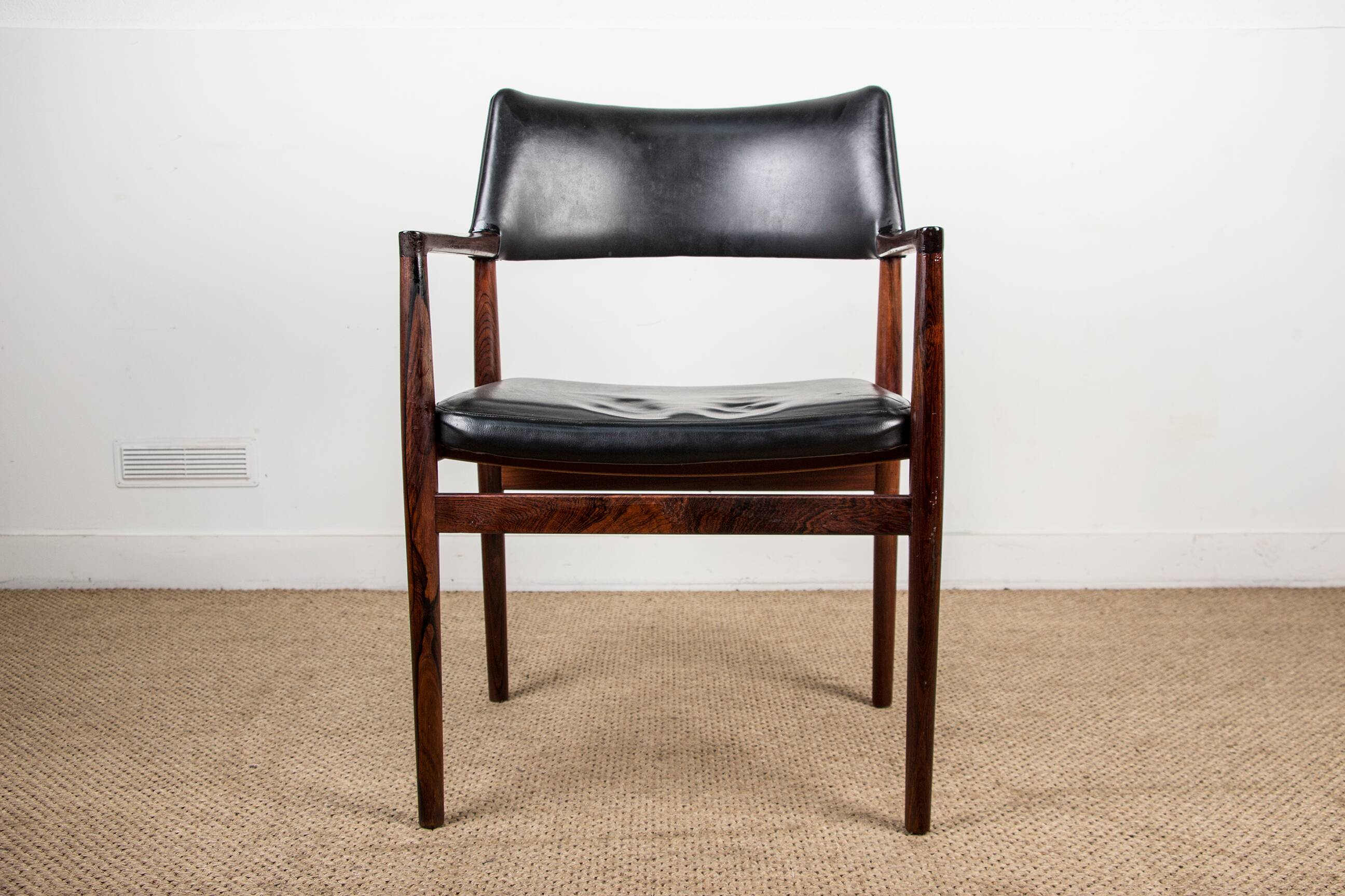 Danish Rosewood and Leather Office Chair by Erik Worts 1960.