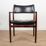Danish Rosewood and Leather Office Chair by Erik Worts 1960.