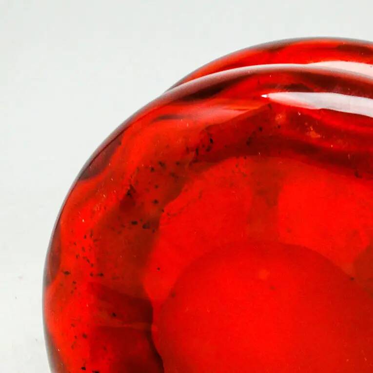 Mid-century modern vase, red glass, designed by J. Słuczan-Orkusz, Poland, 1970s