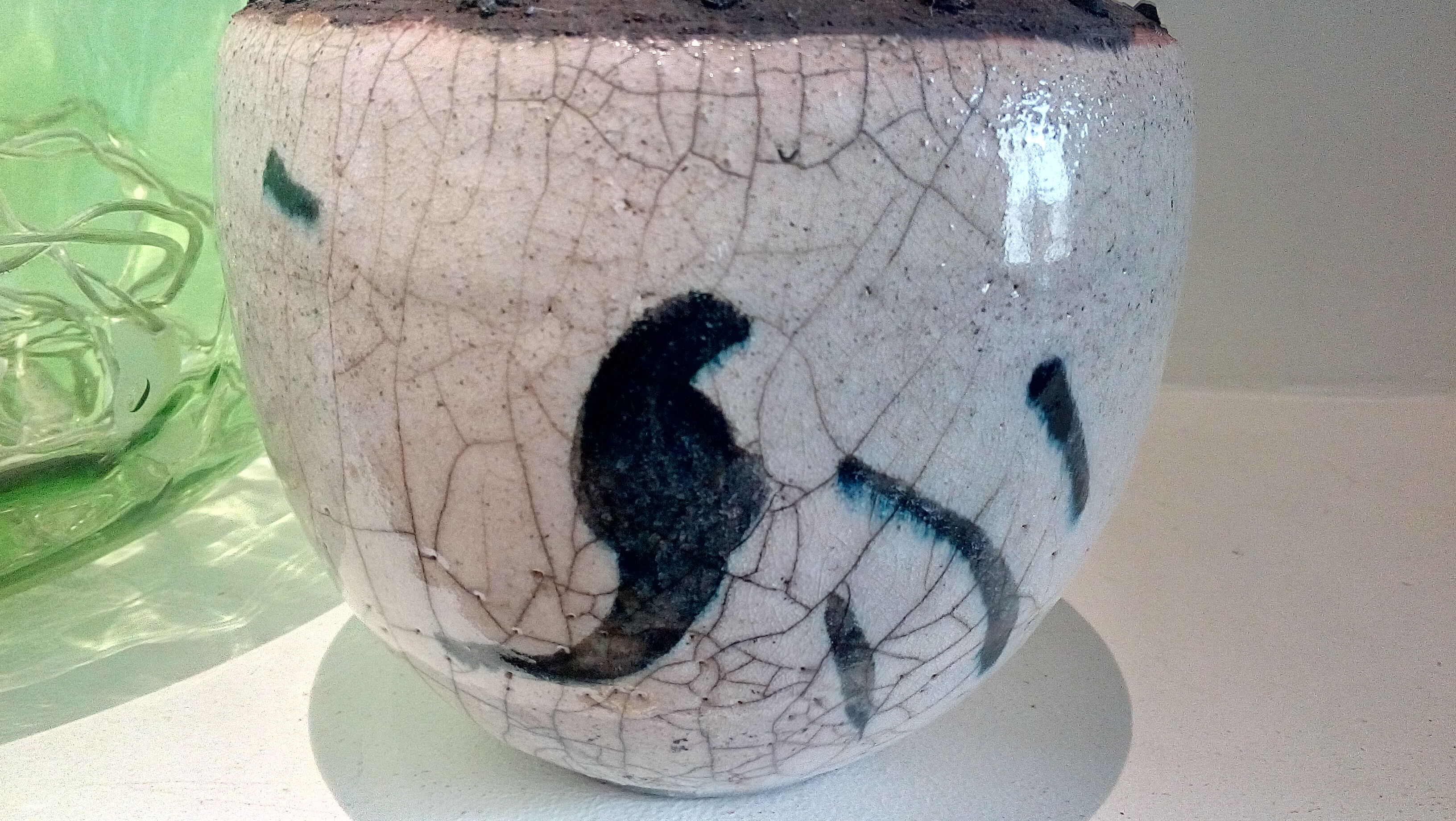 Raku ball vase