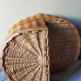 Asymmetrical woven rattan basket