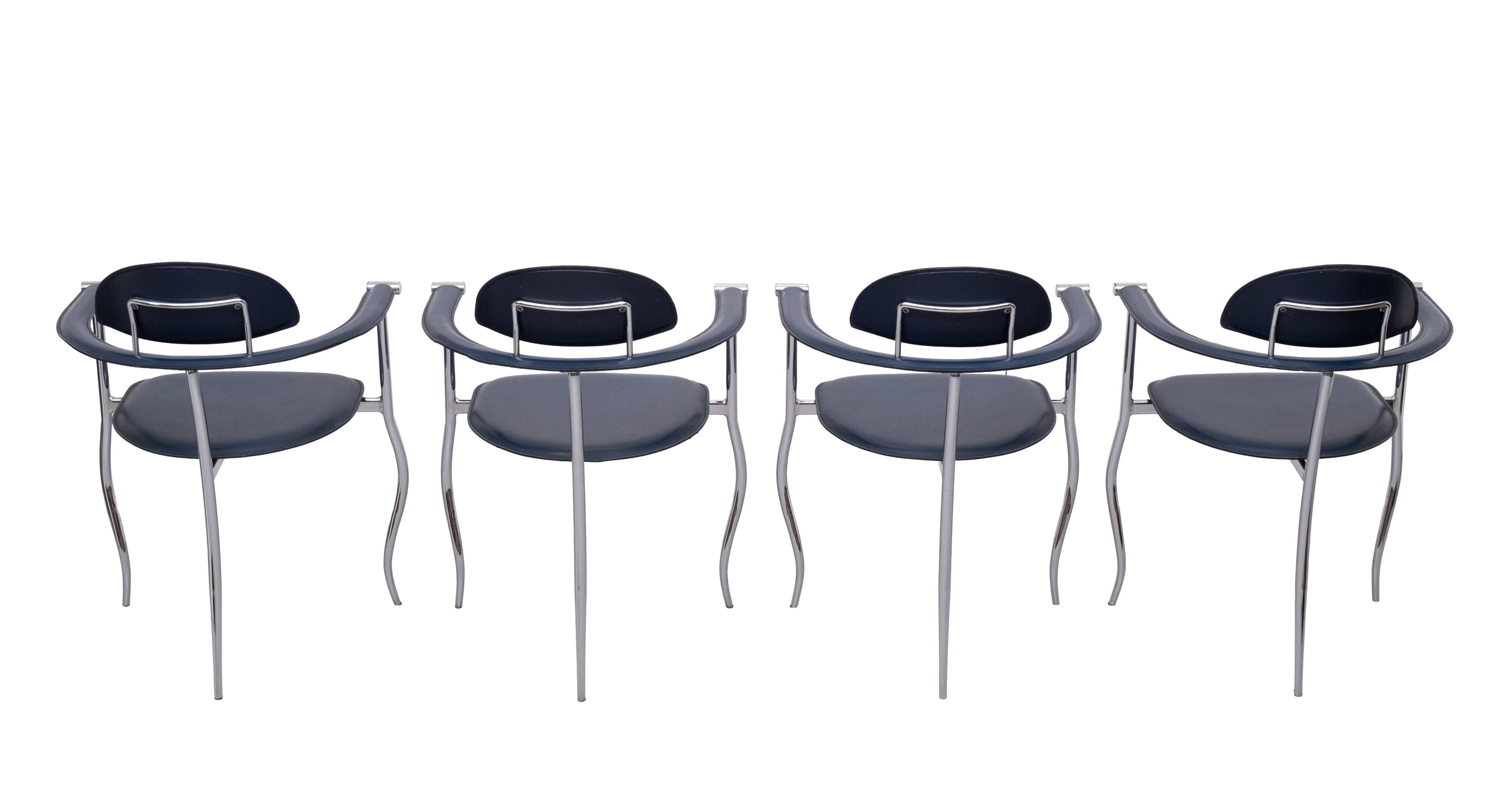 4 Italian Arrben 'Marilyn Stiletto' dining chairs 1970s