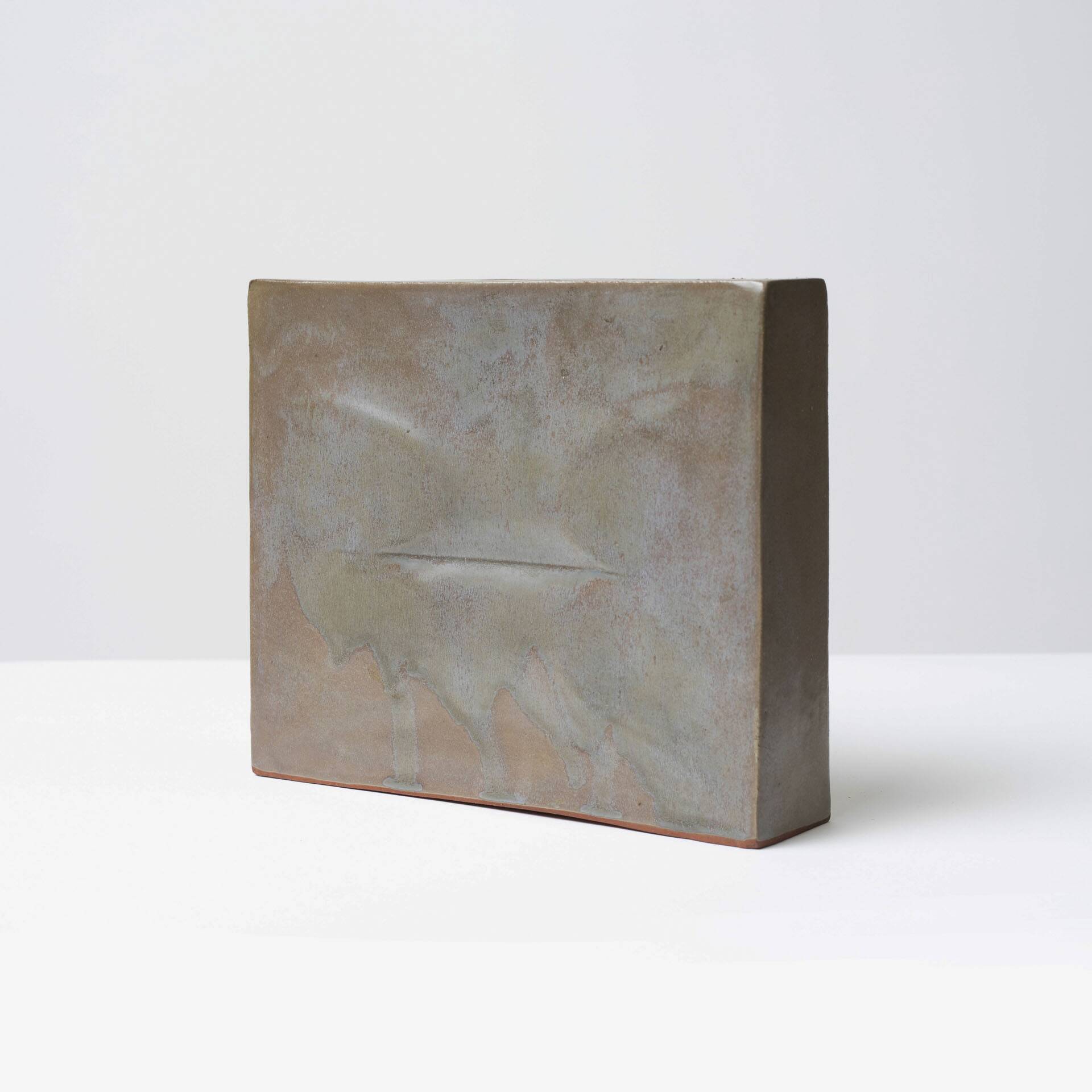 Unique square ceramic vase, Czechoslovakia, 1960s
