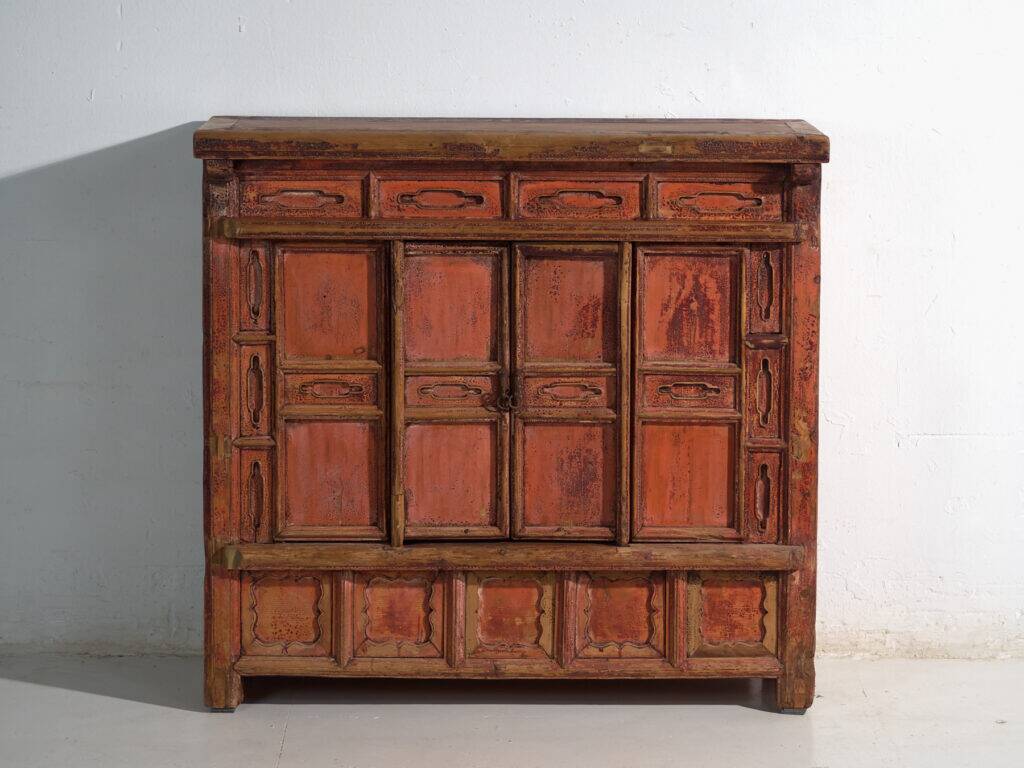 Shanxi buffet in original red paint with four drawers – China, circa 1930