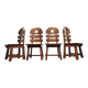 Brutalist fishbone stoelen eikenhout Jaren 70