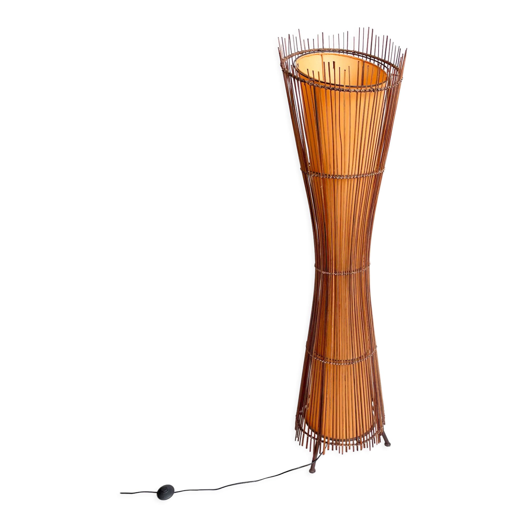 Vintage French 1980's Sculptural Floor Lamp Kobe; Japandi Organic Form