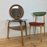 Mirror scandinavian teak 45 cm, round, 60s