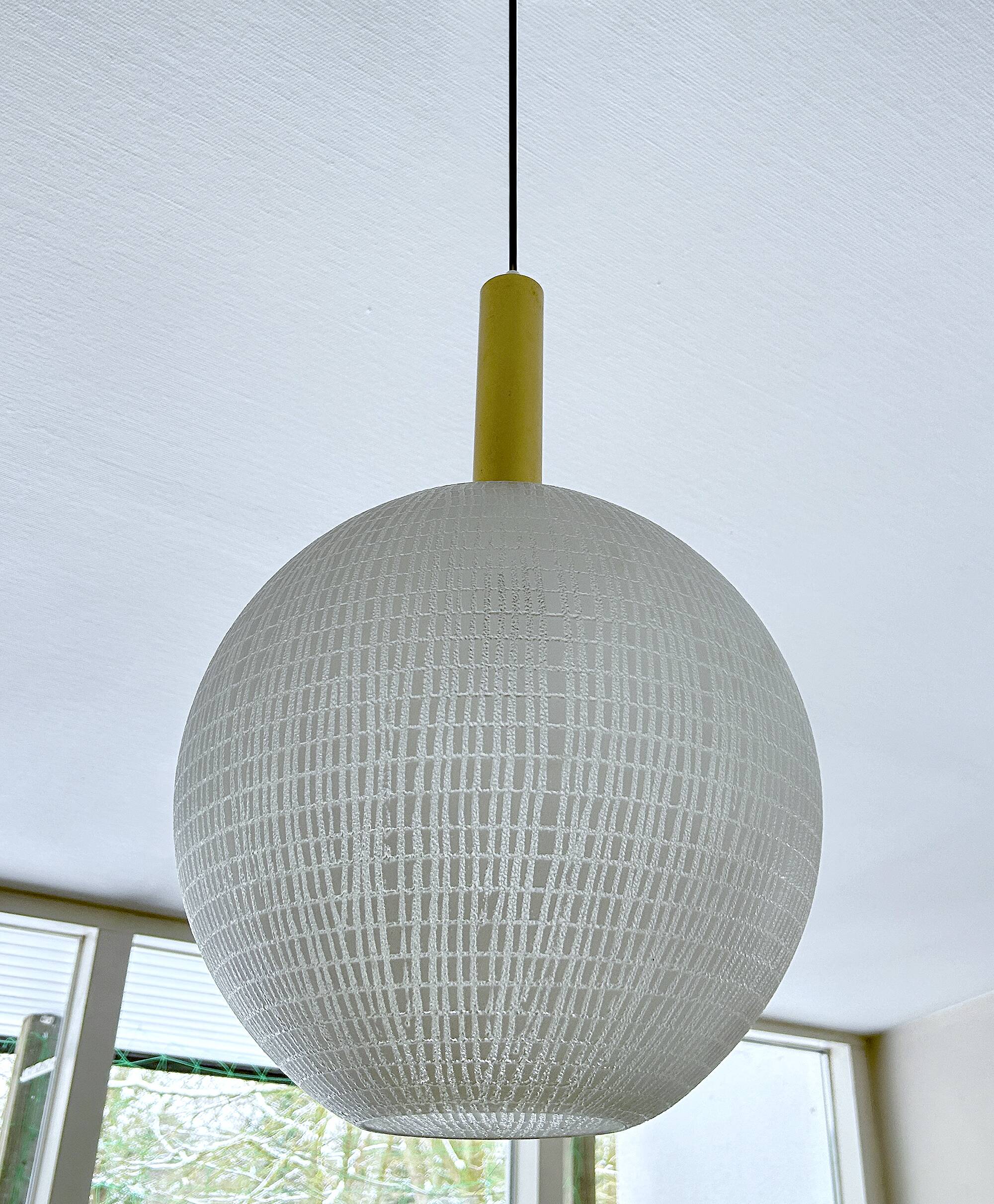 Large vintage glass ball pendant light, 60s