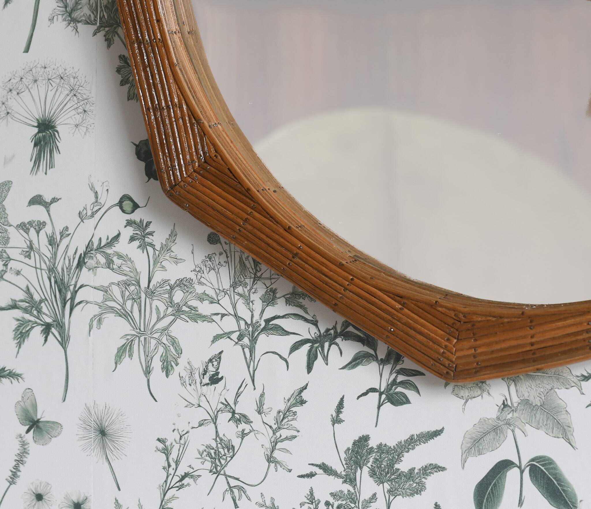 Octagon Shape Framed Pencil Reed Wall Mirror