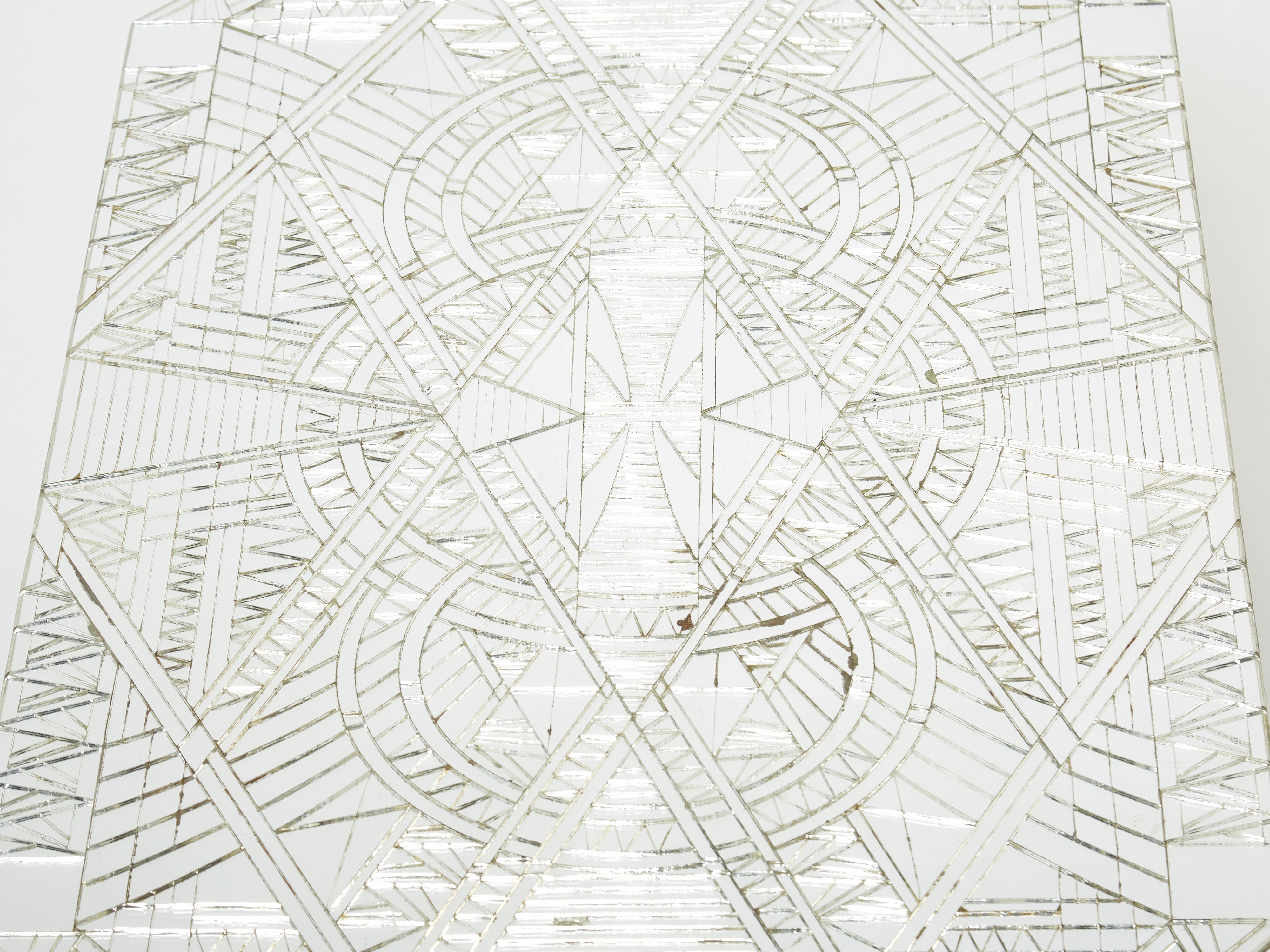 Rare coffee table in mosaic of mirrors by Daniel Clément around 1970