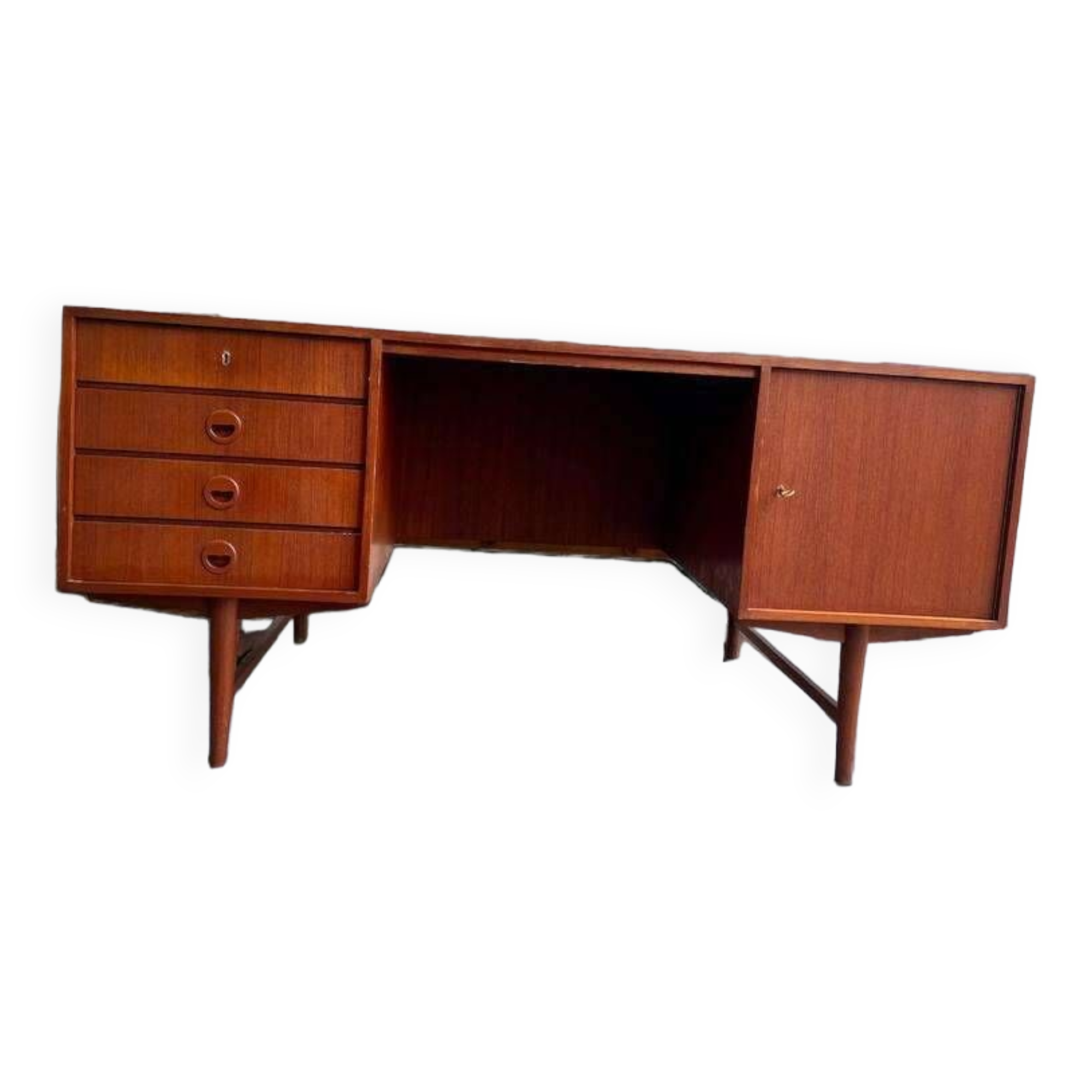 Vintage teak desk: double sided