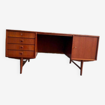 Vintage teak desk: double sided