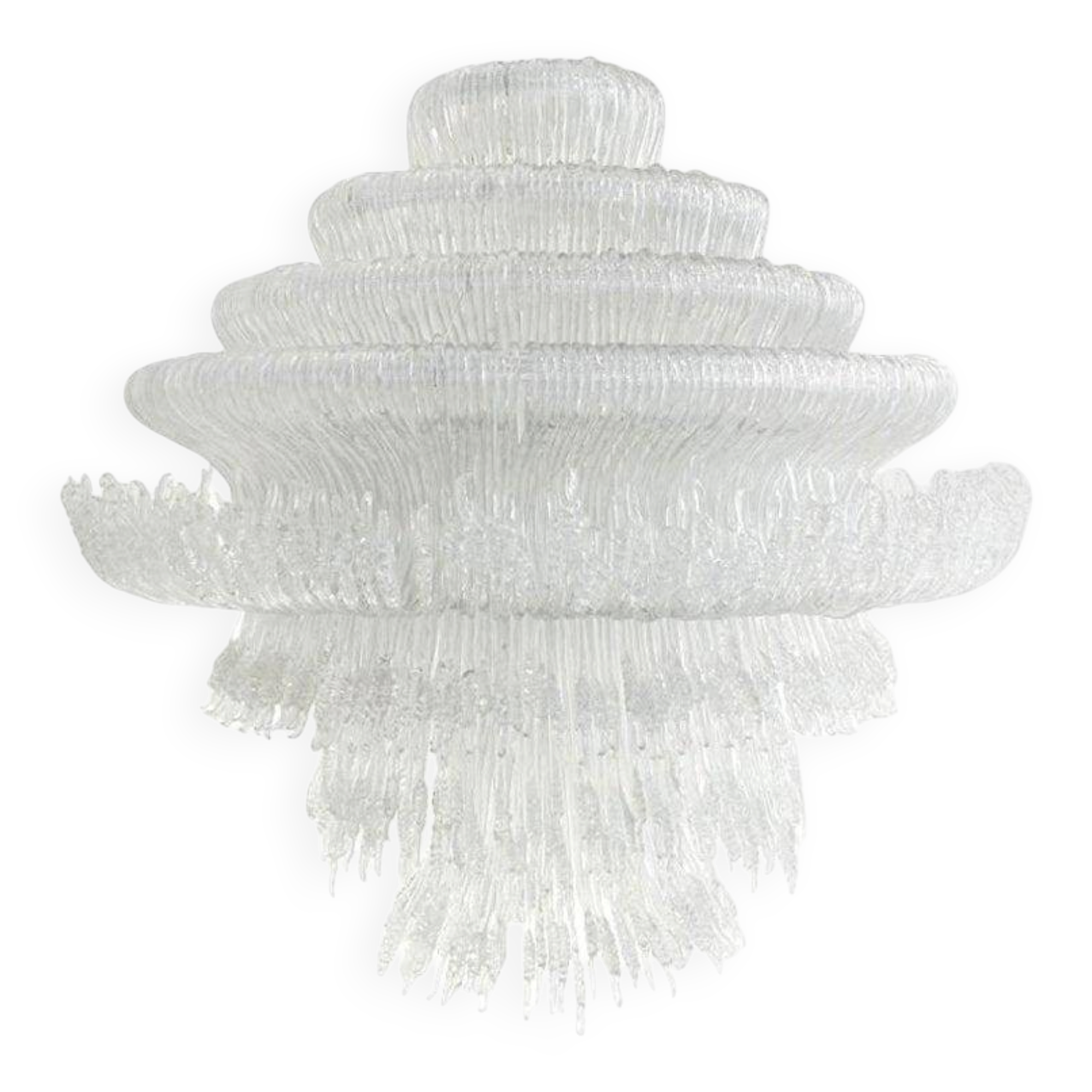 Rare and Sculptural Contemporary Italian Suspension in Light White - Chandelier