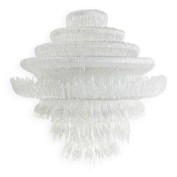 Rare and Sculptural Contemporary Italian Suspension in Light White - Chandelier