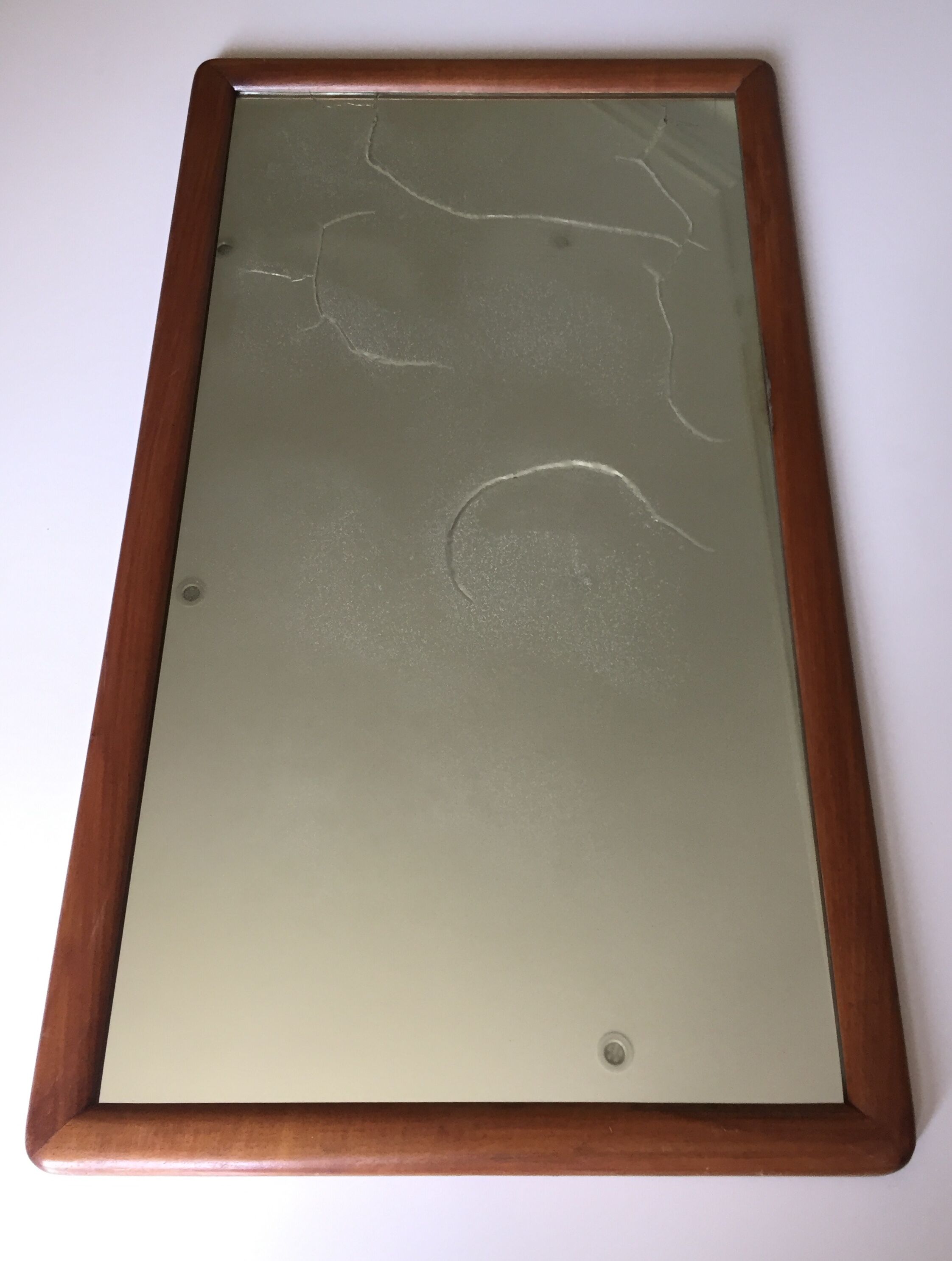 Antique mirror with solid wood frame