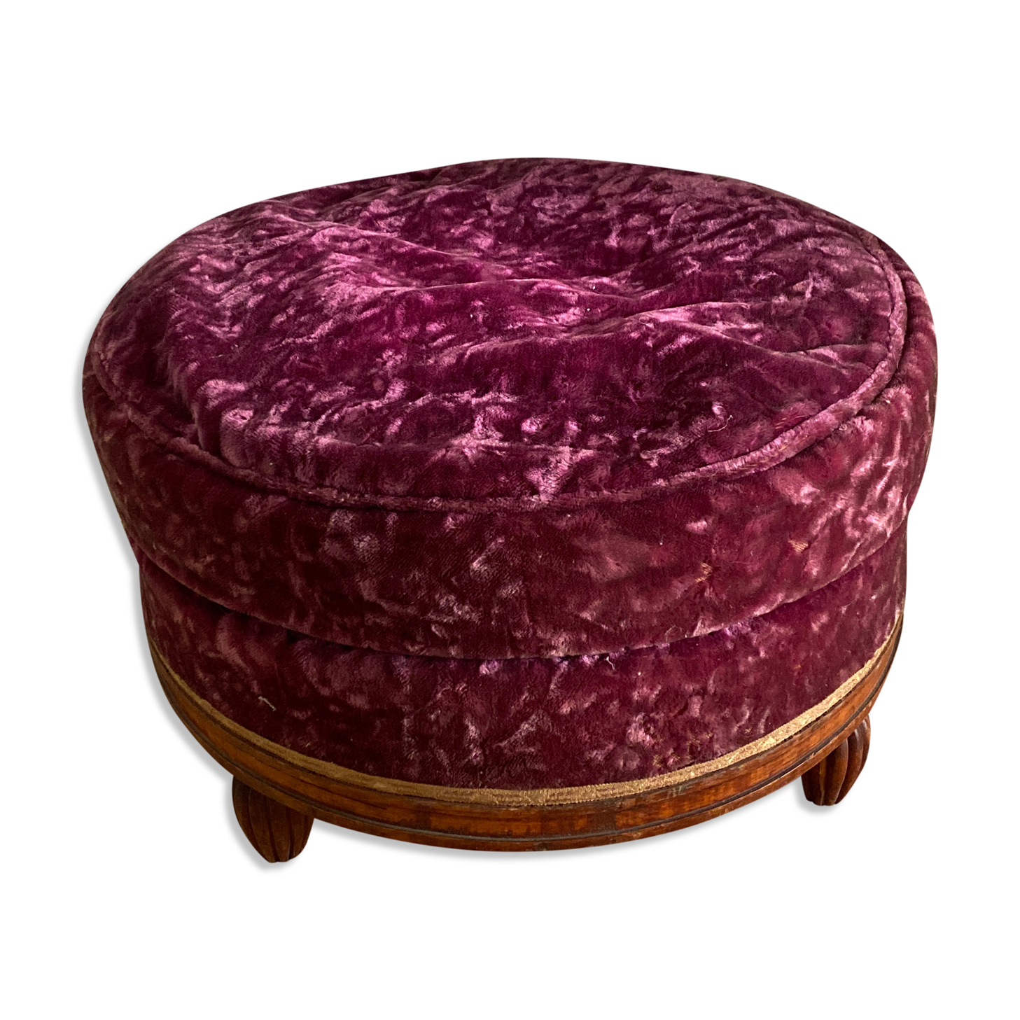 Velvet round ottoman
