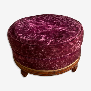 Velvet round ottoman