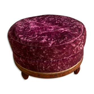 Velvet round ottoman