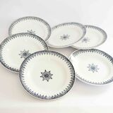Set of 6 blue ironstone plates