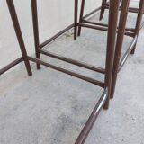 Series of 6 old workshop iron stools 1980