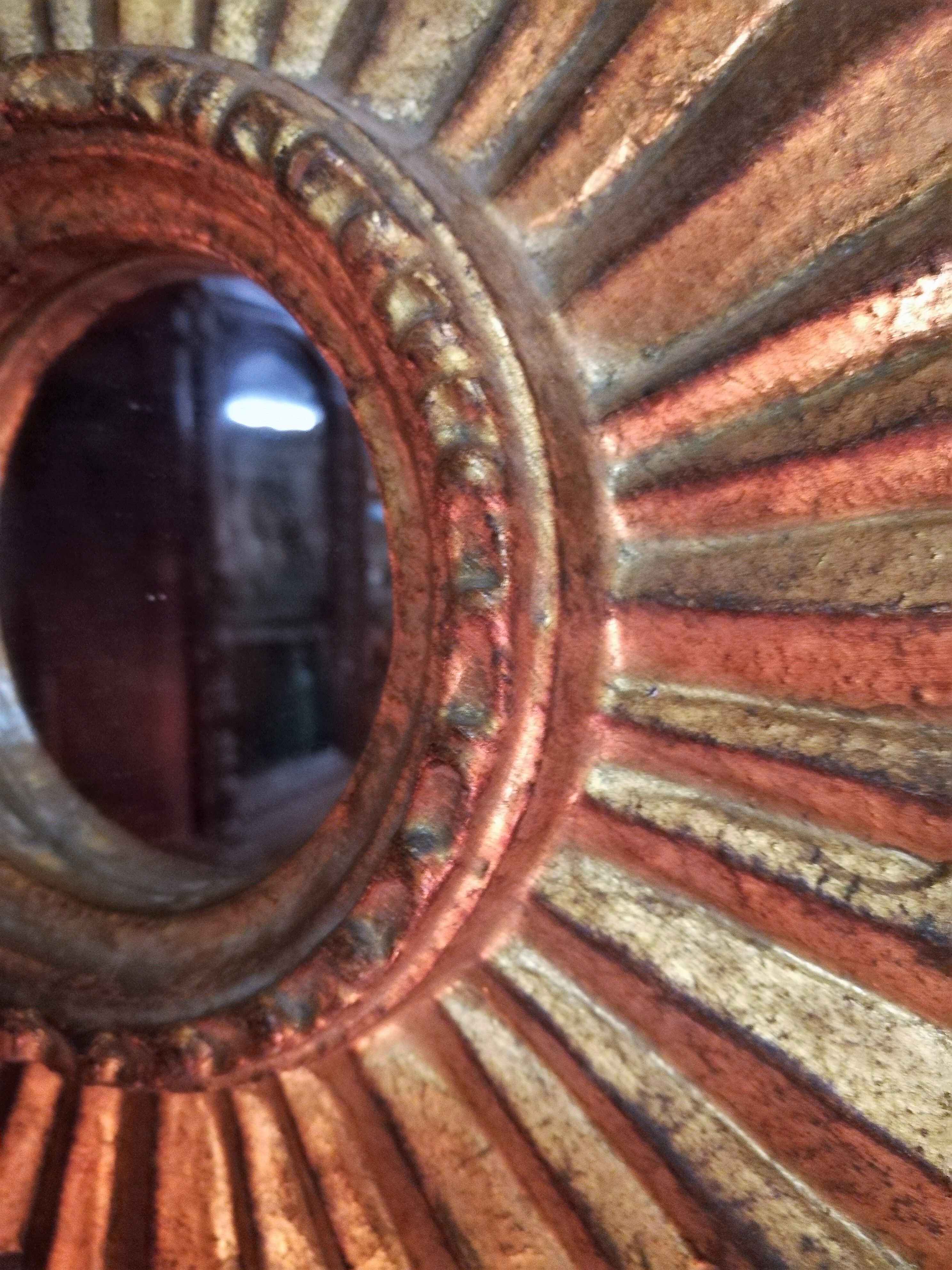 Sunny gilded wooden mirror 35x35cm