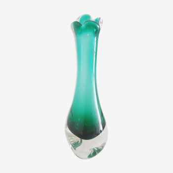 Soliflore en verre Murano vert