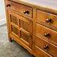 Vintage french oak sideboard with wavy details, ca. 1950s