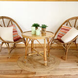 Table basse vintage en rotin
