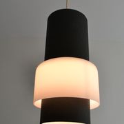 Suspension Louis Kalff chandelier metal opaline 50s