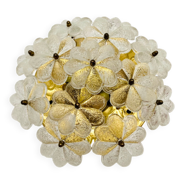 1 of 2 Floral Crystal Glass Wall Lamps by Ernst Palme