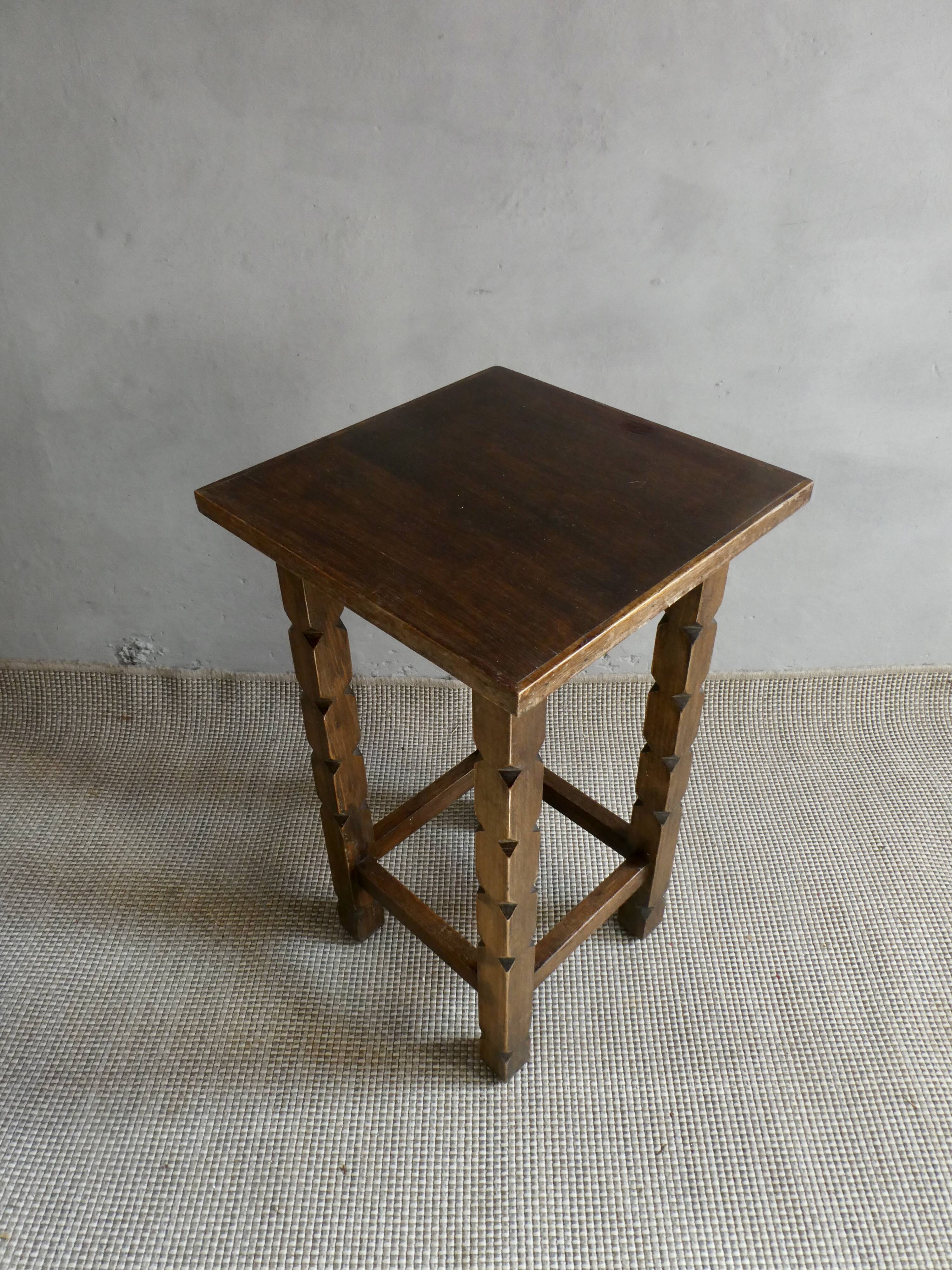 Wooden stool with carved legs, Folk Art