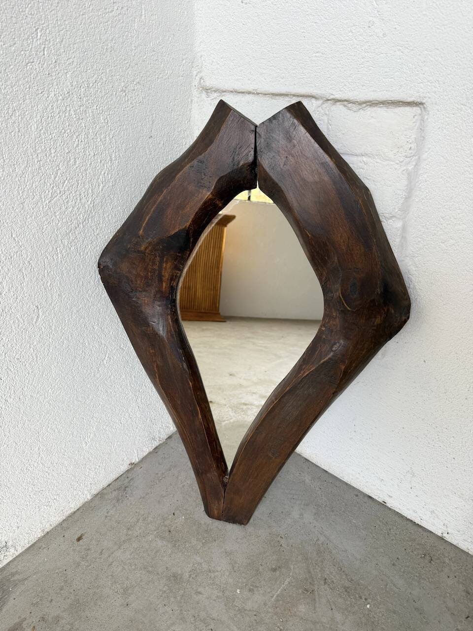Brutalist wooden mirror 1900