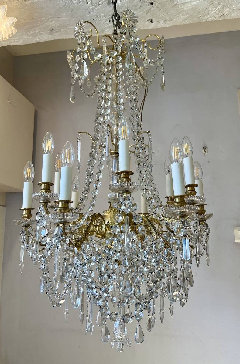 golden bronze chandelier in Louis XVI style