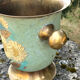 Cloisonne Brass champagne bucket with sunflower relief decoration