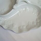 Flat compartmentalized philippe deshoulières porcelain white patterns in relief