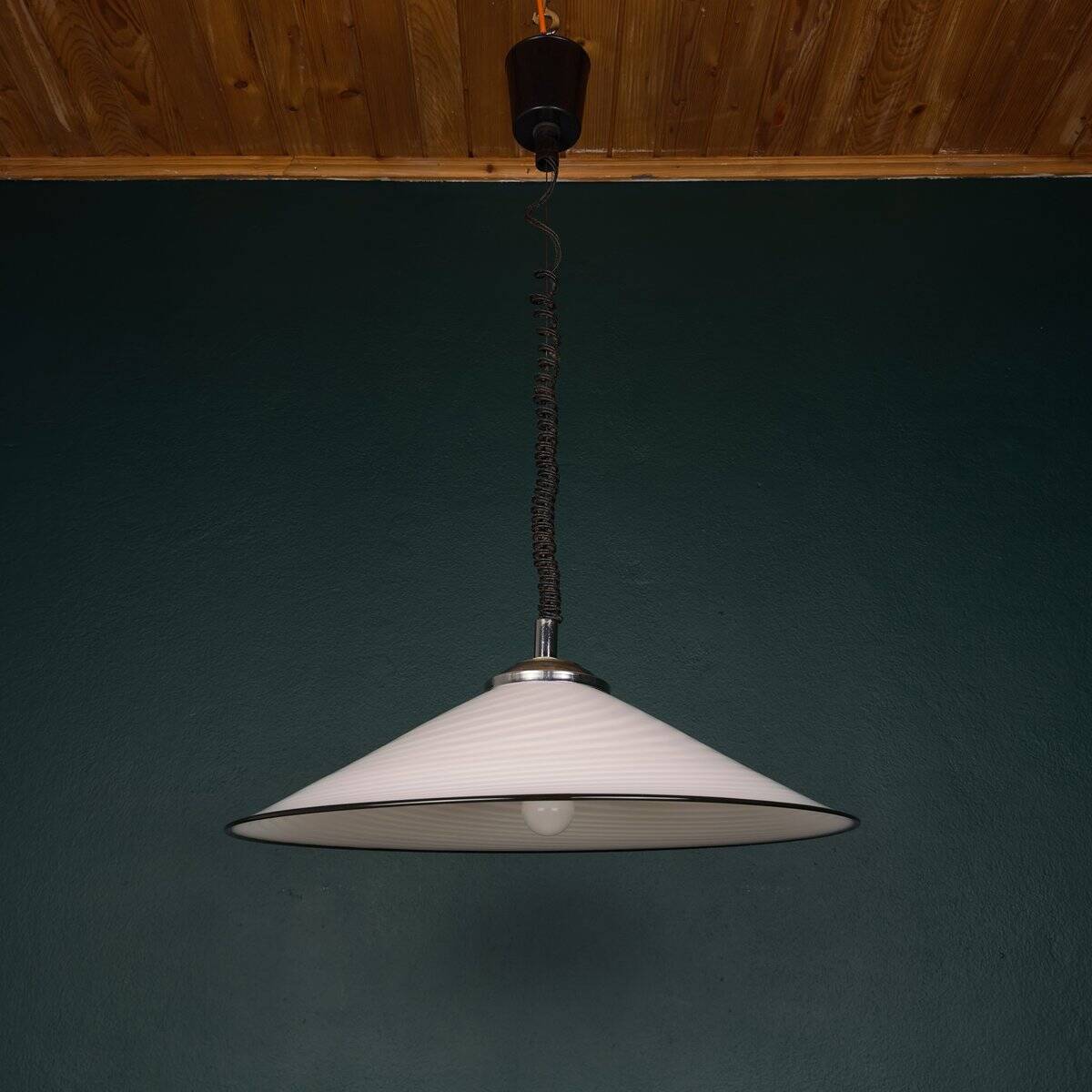 Vintage swirling glass pendant lamp from Murano, Italy, 1970s.