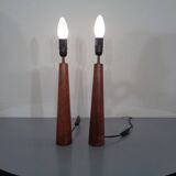 Mid-Century Filigree Danish Teak Table Lamps, 1950s, Set of 2