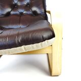 Scandinavian upholstered leather armchair