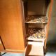 Vintage Scandinavian wardrobe, tapered legs, sliding door.