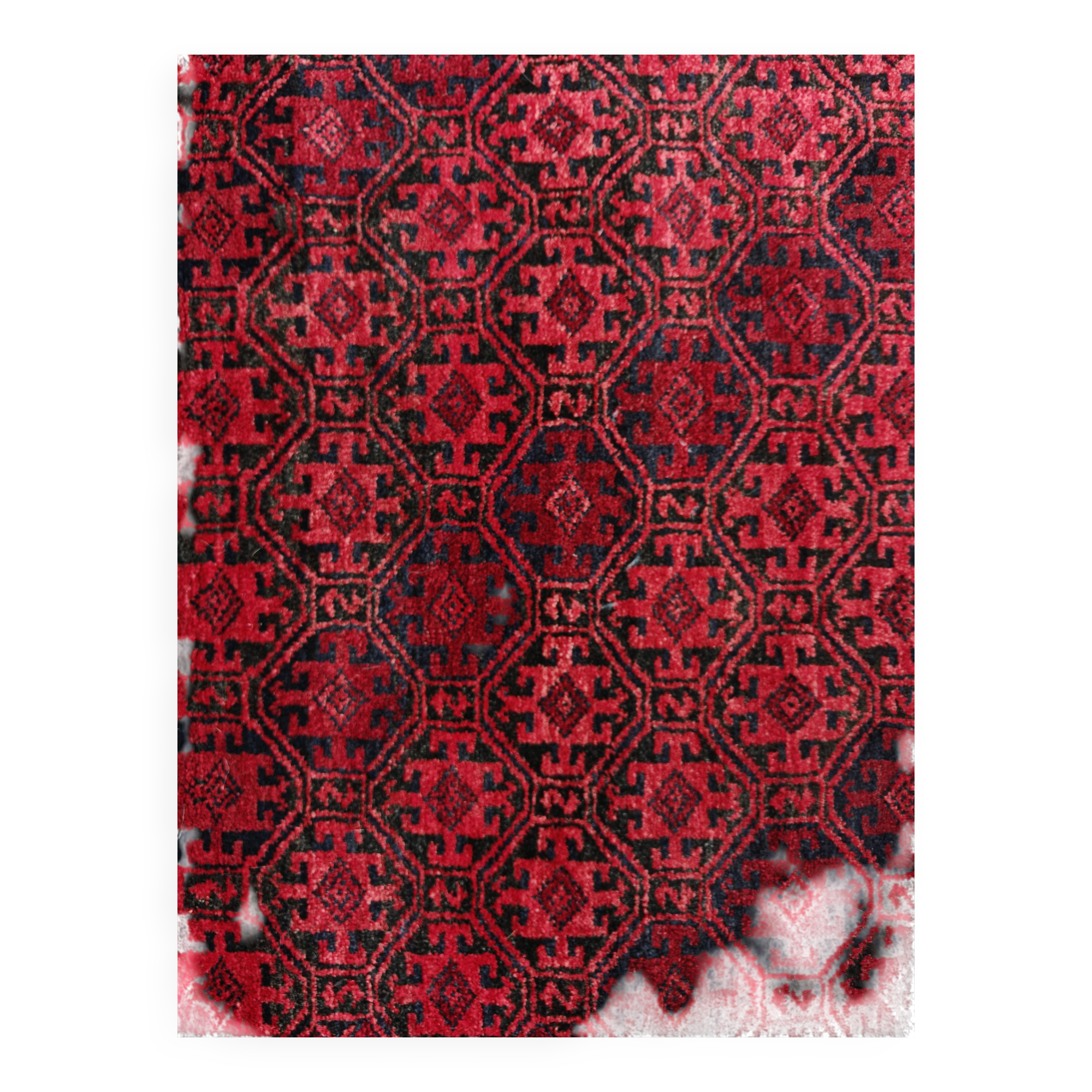 Vintage handmade Baluch rug with geometric pattern from the 1950s.