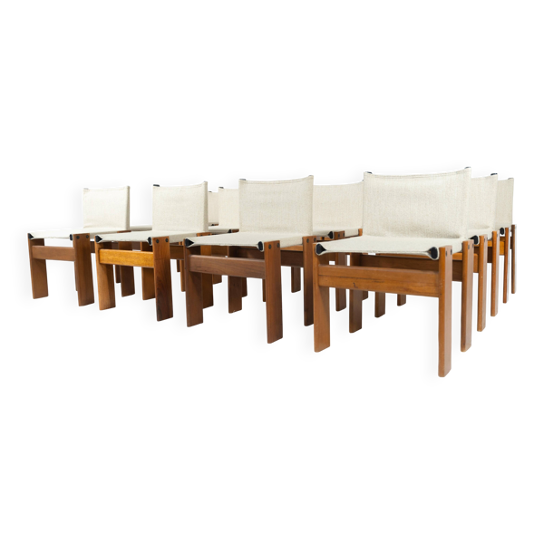 Ensemble de 12 chaises de salle à manger Monk par Afra & Tobia Scarpa pour Molteni, années 1970