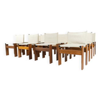 Set of 12 Monk dining chairs by Afra & Tobia Scarpa for Molteni, 1970s.
