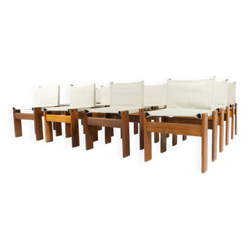 Set of 12 Monk dining chairs by Afra & Tobia Scarpa for Molteni, 1970s.