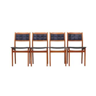 Ensemble de quatre chaises en hêtre, design danois, années 1970, production : Danemark