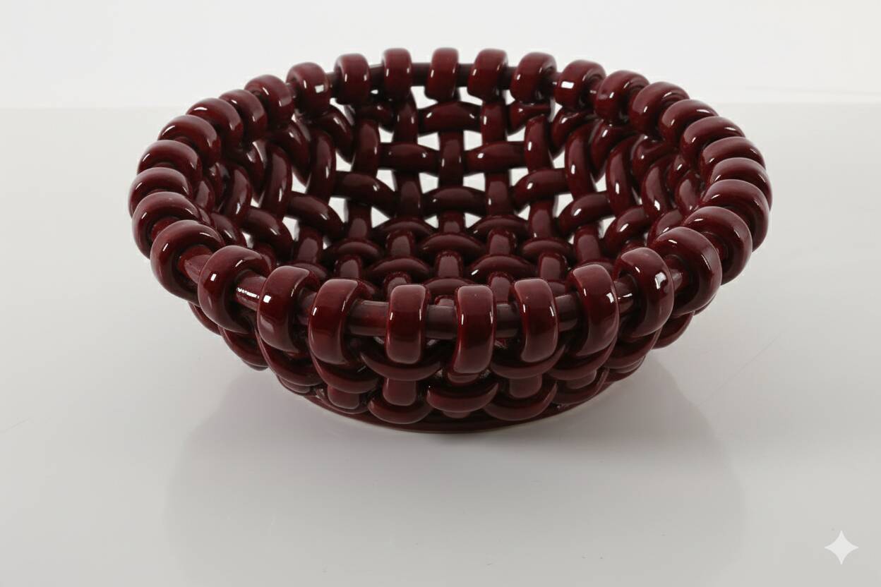Jérôme Massier, woven ceramic fruit bowl for Vallauris, France.