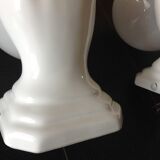 Pair of hand ceramic and opaline wall lamps vintage