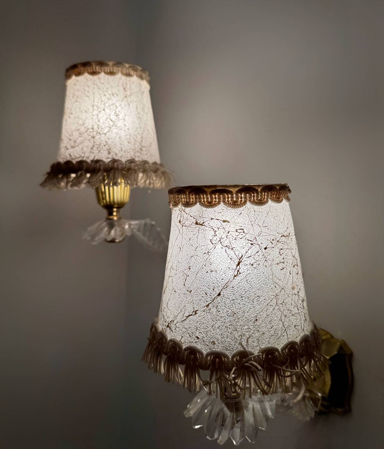 60s gold plexi wall lights