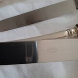 9 cheese/dessert knives silver metal blade Nogent