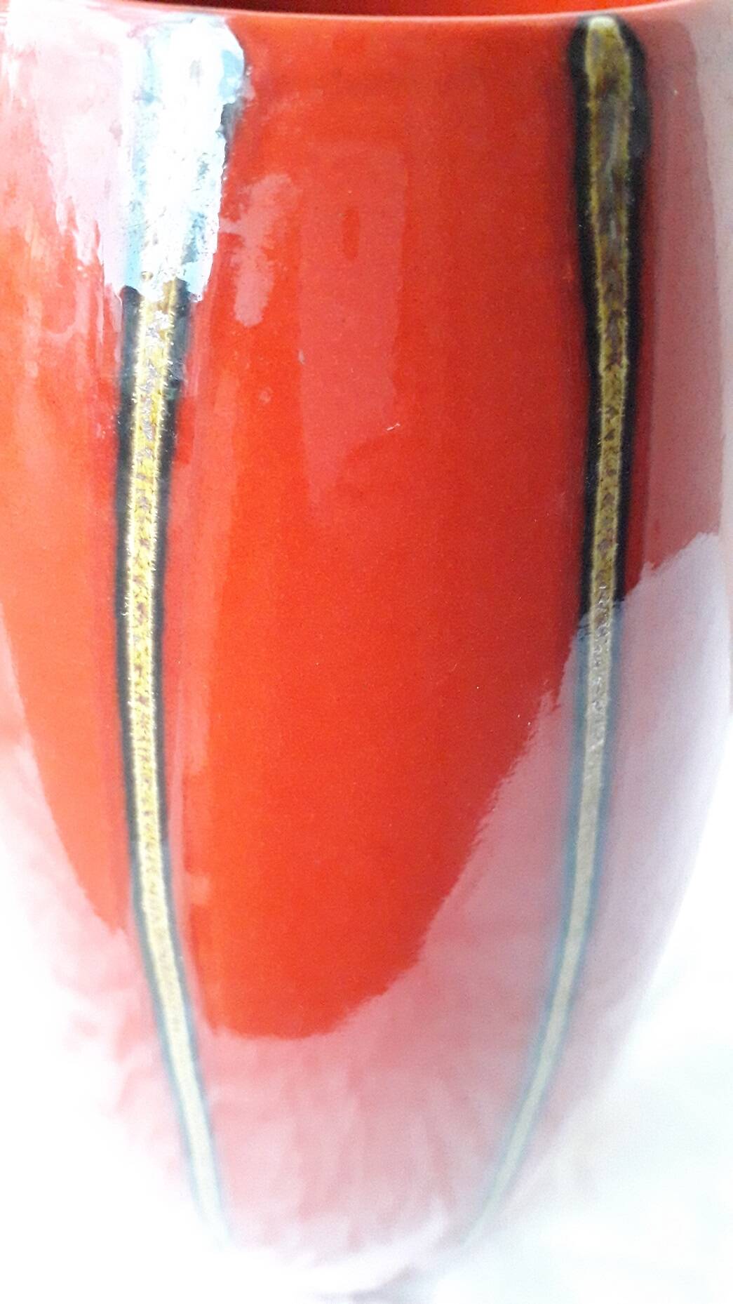 Red ceramic vase